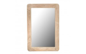 Ρουστίκ καθρέπτης ξύλινος σε φυσικό χρώμα με λευκή πατίνα 60x90 εκ
