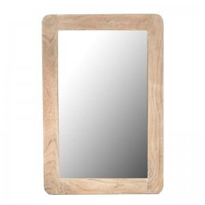Ρουστίκ καθρέπτης ξύλινος σε φυσικό χρώμα με λευκή πατίνα 60x90 εκ