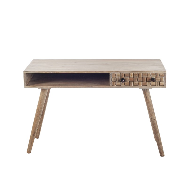 Brand ξύλινο γραφείο με πατίνα σε λευκή απόχρωση και ένα συρτάρι 115x50x75 εκ
