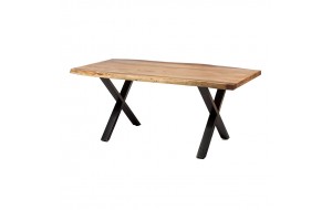 Industrial τραπέζι φαγητού από ξύλο και μέταλλο 220x100x76 εκ