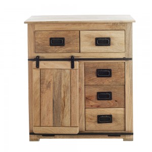 Aatrox ξύλινος μπουφές σε φυσική απόχρωση με πέντε συρτάρια και ένα συρόμενο πορτάκι 90x45x100 εκ