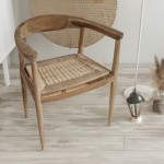 Munggur ξύλινη καρέκλα με μπράτσα με ψάθινο κάθισμα σε φυσική απόχρωση 58x50x70 εκ