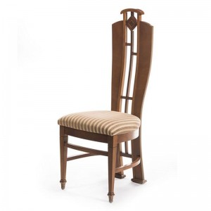 Καρέκλα ξύλινη Art Deco με ριγέ ύφασμα 46x46x114 εκ