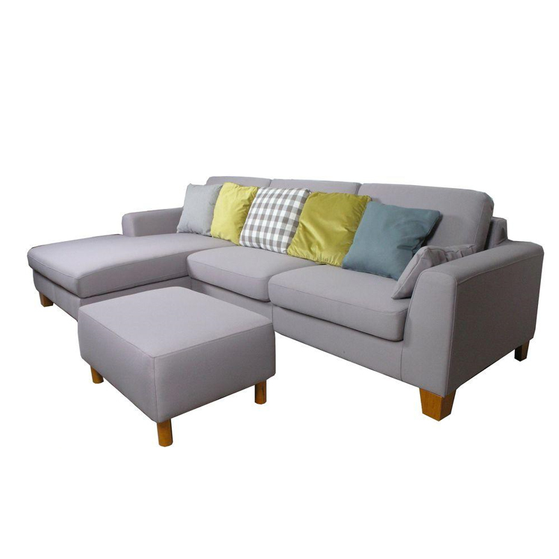 Γωνιακός τριθέσιος καναπές σε ανοιχτό γκρι χρώμα 285x160x85 εκ
