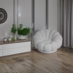 Cloud περιστρεφόμενη πολυθρόνα με υφασμάτινη μπουκλέ επένδυση σε λευκή απόχρωση 98x97x69 εκ
