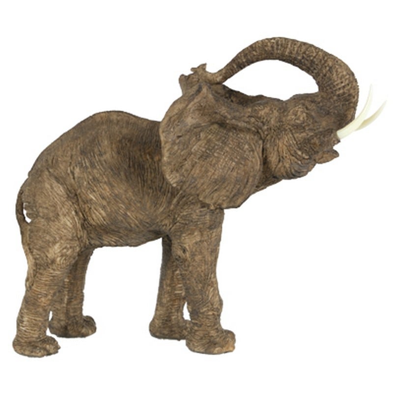Elephant επιτραπέζιο διακοσμητικό με φιγούρα ελέφαντα από ρητίνη σε καφέ απόχρωση 38x20x31 εκ