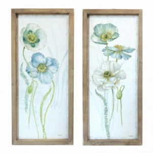 Πίνακας ξύλινος με λουλούδια 27x61 εκ