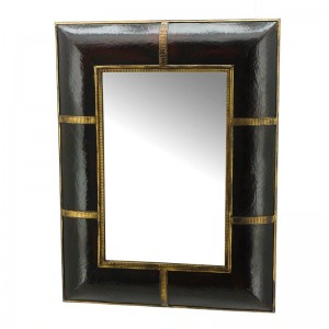 Καθρέφτης με ξύλινο πλαίσιο και δέρμα 40x56 εκ