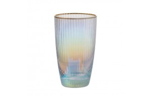 Ποτήρι νερού γυάλινο με ρίγα σε χρυσή απόχρωση 8.5x14.5 εκ