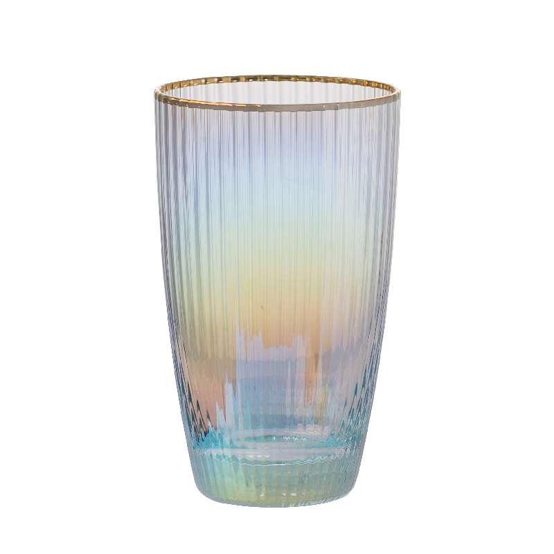 Ποτήρι νερού γυάλινο με ρίγα σε χρυσή απόχρωση 8.5x14.5 εκ
