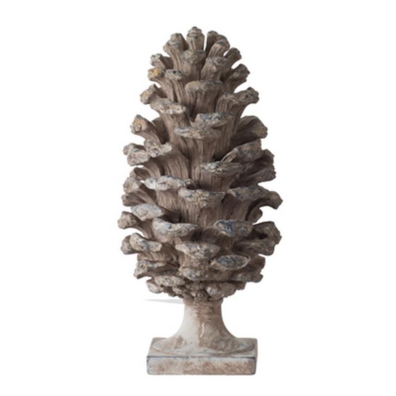 Pine Cone διακοσμητικό κουκουνάρι από ρητίνη σε γκρι απόχρωση 18x36 εκ