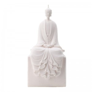 Άγαλμα καθήμενης γυναικείας μορφής λευκού χρώματος από ρητίνη 22.5x14x47.5 εκ