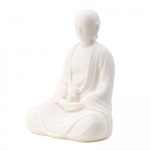 Βούδας άγαλμα διακοσμητικός καθιστός λευκού χρώματος από ρητίνη 18x13x23 εκ