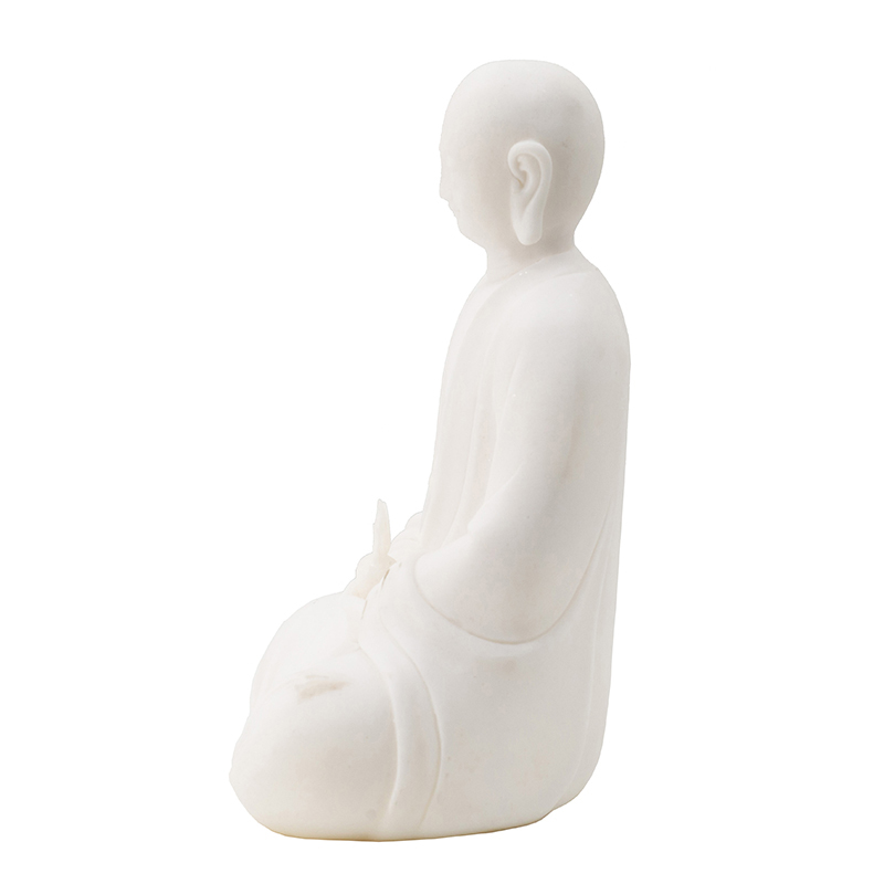 Βούδας άγαλμα διακοσμητικός καθιστός λευκού χρώματος από ρητίνη 18x13x23 εκ