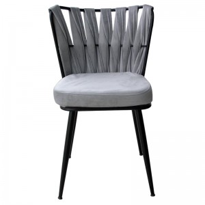 Καρέκλα υφασμάτινη kusa βελούδινη σε χρώμα γκρι και μαύρο μεταλλικό σκελετό 52x52x82 εκ