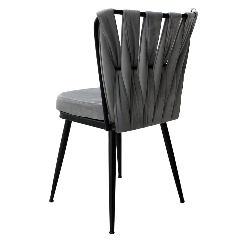 Καρέκλα υφασμάτινη kusa βελούδινη σε χρώμα γκρι και μαύρο μεταλλικό σκελετό 52x52x82 εκ
