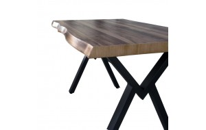 Τραπέζι ξύλινο με μεταλλικά μαύρα χιαστή πόδια 140x80x75 εκ