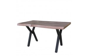 Τραπέζι ξύλινο με μεταλλικά μαύρα χιαστή πόδια 140x80x75 εκ