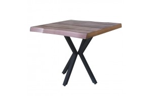 Τραπέζι safir ξύλινο τετράγωνο σε φυσική απόχρωση με μαύρα μεταλλικά 80x80x75 εκ