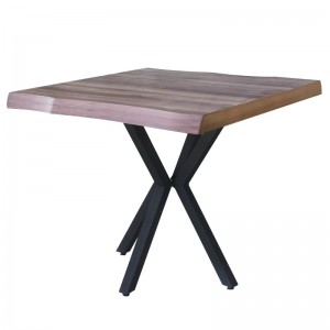 Τραπέζι safir ξύλινο τετράγωνο σε φυσική απόχρωση με μαύρα μεταλλικά πόδια 80x80x75 εκ