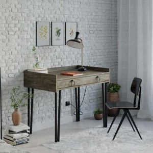 Γραφείο ξύλινο με ένα συρτάρι και μεταλλικά πόδια μαύρα 100x62x81.5 εκ