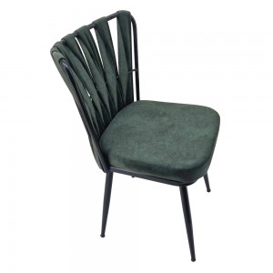 Kusakli καρέκλα από αλκαντάρα σε πράσινη απόχρωση με μαύρο μεταλλικό σκελετό 50x55x88 εκ