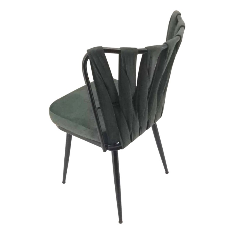 Kusakli καρέκλα από αλκαντάρα σε πράσινη απόχρωση με μαύρο μεταλλικό σκελετό 50x55x88 εκ