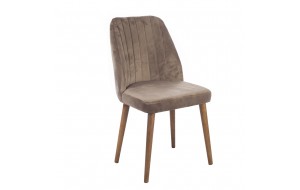 Alfa ξύλινη καρέκλα με βελούδινο κάθισμα σε καφέ χρώμα 50x55x88 εκ