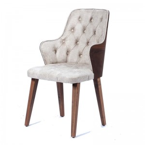 Καρέκλα delux υφασμάτινη μπεζ με ξύλινα πόδια σε φυσικό χρώμα 53x62x93 εκ