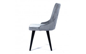 Καρέκλα ege υφασμάτινη γκρι βελούδινη με ξύλινα πόδια σε μαύρο χρώμα 53x64x95 εκ 