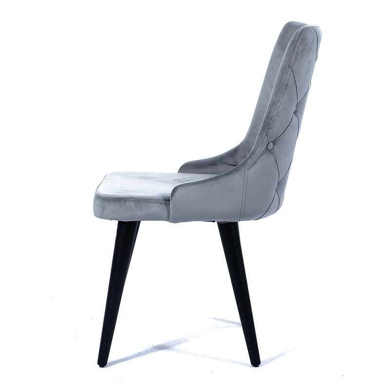 Καρέκλα ege υφασμάτινη γκρι βελούδινη με ξύλινα πόδια σε μαύρο χρώμα 53x64x95 εκ