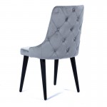 Καρέκλα ege υφασμάτινη γκρι βελούδινη με ξύλινα πόδια σε μαύρο χρώμα 53x64x95 εκ