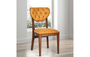 Καρέκλα κίτρινη elegance με ξύλινο σκελετό σε καφέ χρώμα 42x54x89 εκ