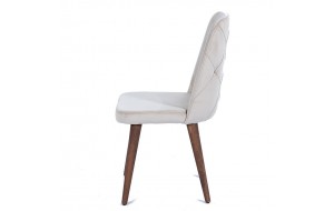 Lotus καρέκλα με ξύλινο σκελετό και υφασμάτινο κάθισμα σε εκρού απόχρωση 49x60x90 εκ