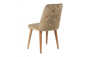 Lotus καρέκλα υφασμάτινη ανοιχτό καφέ με ξύλινο σκελετό 49x60x90 εκ