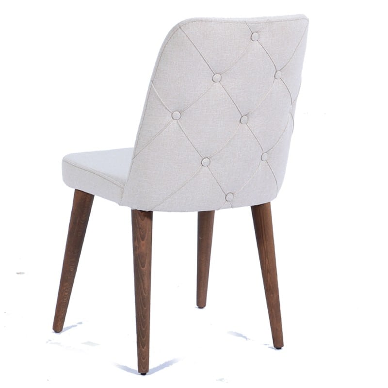 Καρέκλα με υφασμάτινη επένδυση λευκή lotus με ξύλινα πόδια σε καφέ χρώμα 49x60x90 εκ