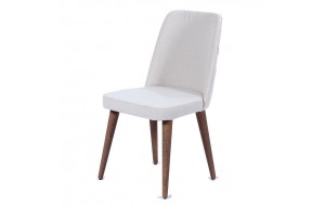 Καρέκλα με υφασμάτινη επένδυση λευκή lotus με ξύλινα πόδια σε καφέ χρώμα 49x60x90 εκ