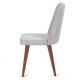 Καρέκλα milano με υφασμάτινη επένδυση γκρι με ξύλινα πόδια σε καφέ χρώμα 59x59x91 εκ