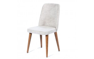 Καρέκλα milano με υφασμάτινη επένδυση γκρι με ξύλινα πόδια σε καφέ χρώμα 59x59x91 εκ 