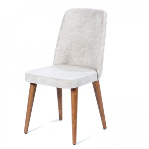 Καρέκλα milano με υφασμάτινη επένδυση γκρι με ξύλινα πόδια σε καφέ χρώμα 59x59x91 εκ 