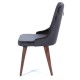 Καρέκλα rio βελούδινη γκρι σκούρο με ξύλινα πόδια σε καφέ χρώμα 52x63x94 εκ