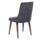 Καρέκλα rio βελούδινη γκρι σκούρο με ξύλινα πόδια σε καφέ χρώμα 52x63x94 εκ