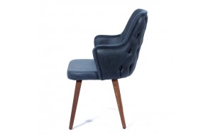 Καρέκλα rio βελούδινη μπλε με ξύλινα πόδια σε καφέ χρώμα 52x63x94 εκ
