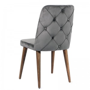 Lotus ξύλινη καρέκλα βελούδινη με γκρι ανοιχτό ύφασμα 49x60x90 εκ