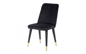 Lisbon ξύλινη καρέκλα με ύφασμα σε μαύρο χρώμα με χρυσά ποδαράκια 59x59x91 εκ