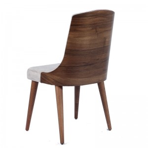 Rio ξύλινη καρέκλα τραπεζαρίας με γκρι μπεζ ύφασμα 52x63x94 εκ