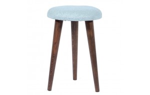 Bloob ξύλινο σκαμπό με γαλάζιο υφασμάτινο κάθισμα 32x48 εκ