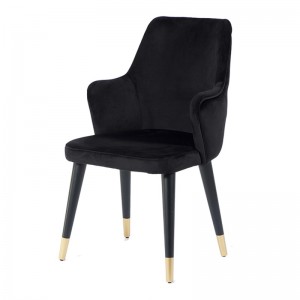 Solo καρέκλα βελούδινη σε μαύρο χρώμα με ξύλινο σκελετό 56x66x93 εκ