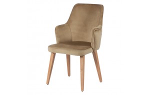 Solo Vreu ξύλινη καρέκλα με βελούδινο ύφασμα σε καφέ χρώμα 56x66x93 εκ