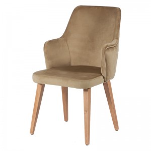Solo Vreu ξύλινη καρέκλα με βελούδινο ύφασμα σε καφέ χρώμα 56x66x93 εκ
